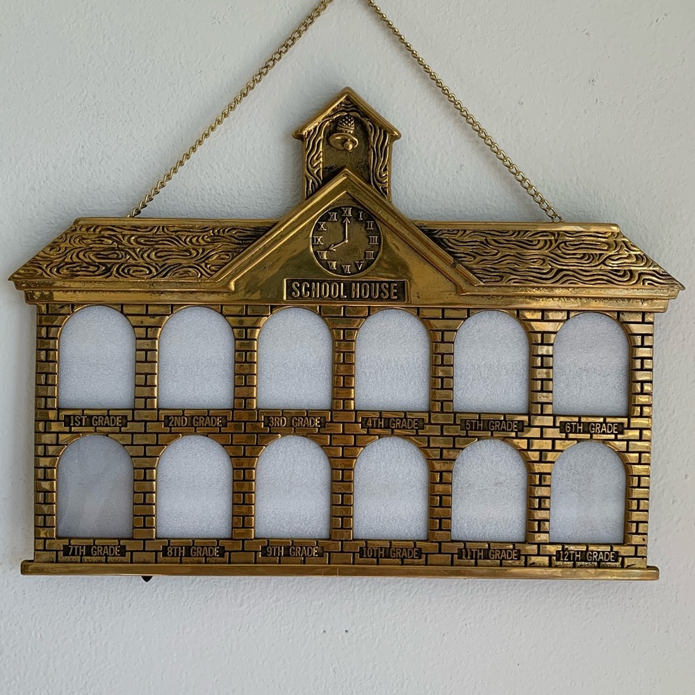 ✨SOLD✨ Vintage Brass School House 1st-12th School Photo Collage Frame